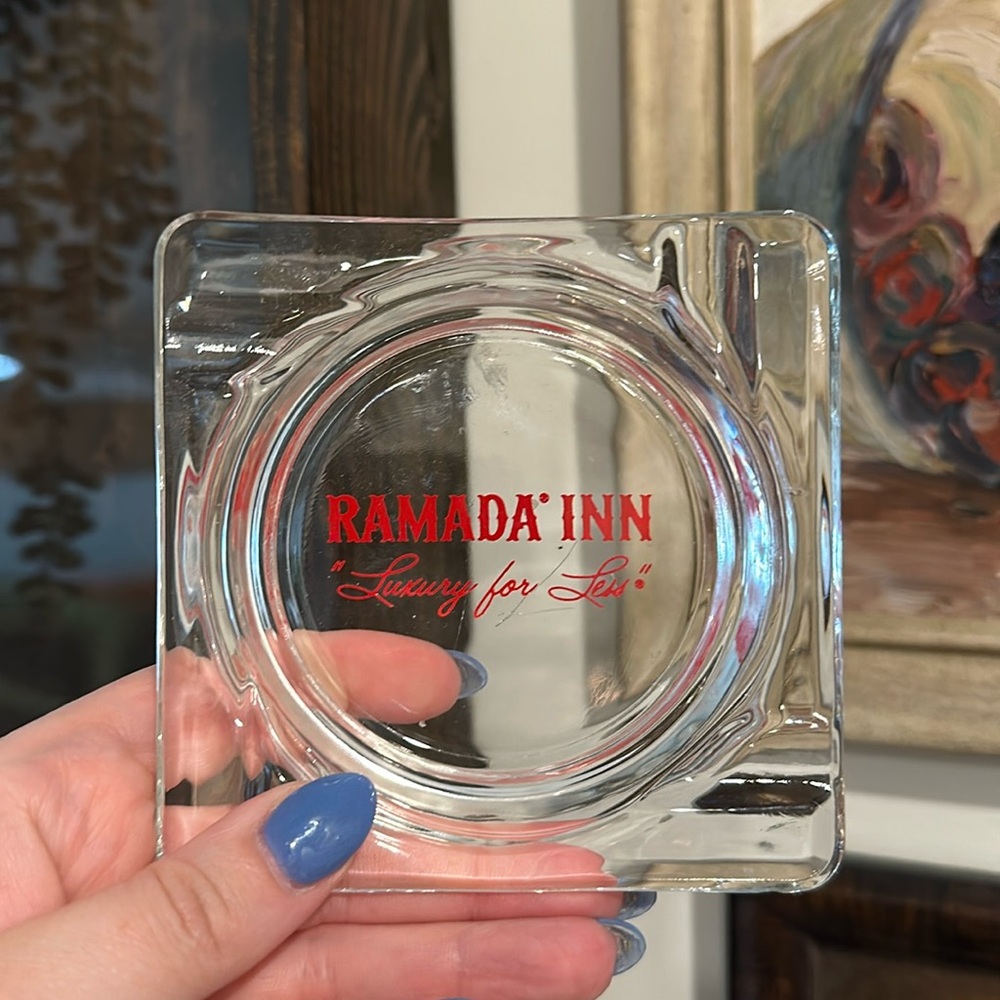 🛎️ Vintage Ramada Inn Glass Ashtray - Mid-Century Hotel Memorabilia